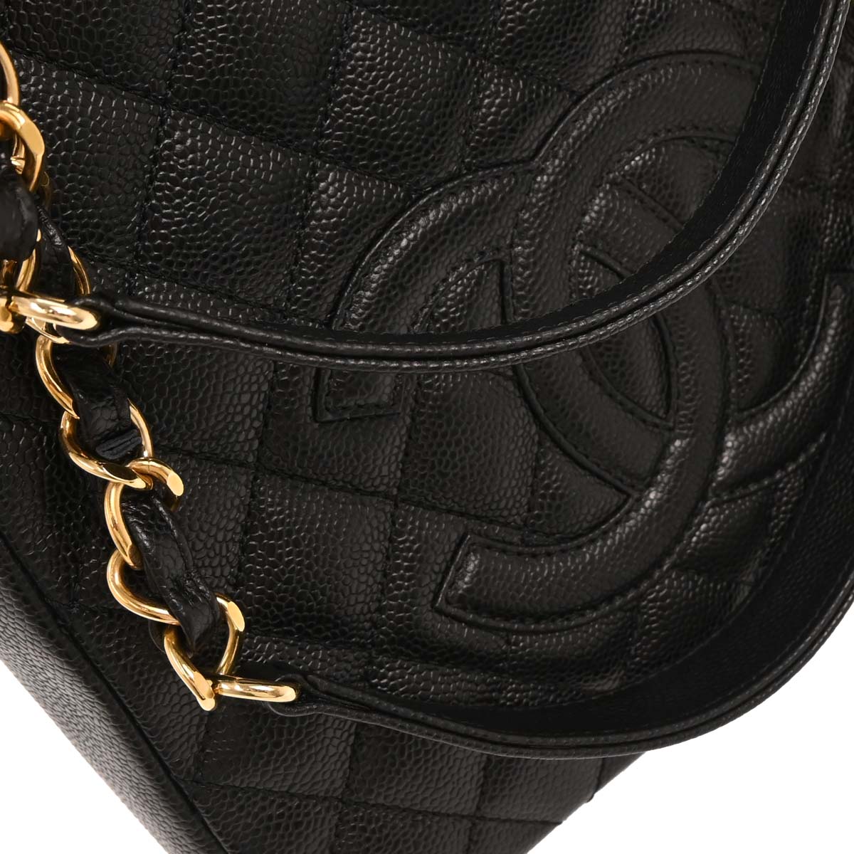 Chanel 2005-2006 Black Caviar Petite Shopping Tote PST Chain Handbag