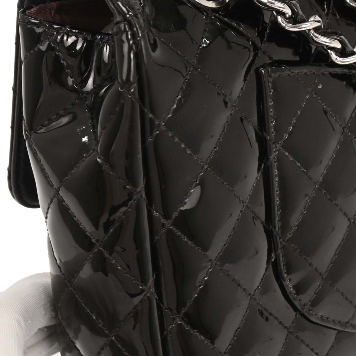 Chanel 2006-2008 Black Patent Leather Secret Label Single Flap Shoulder Bag