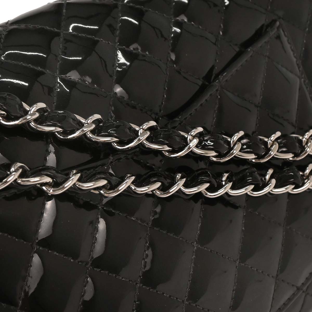 Chanel 2006-2008 Black Patent Leather Secret Label Single Flap Shoulder Bag