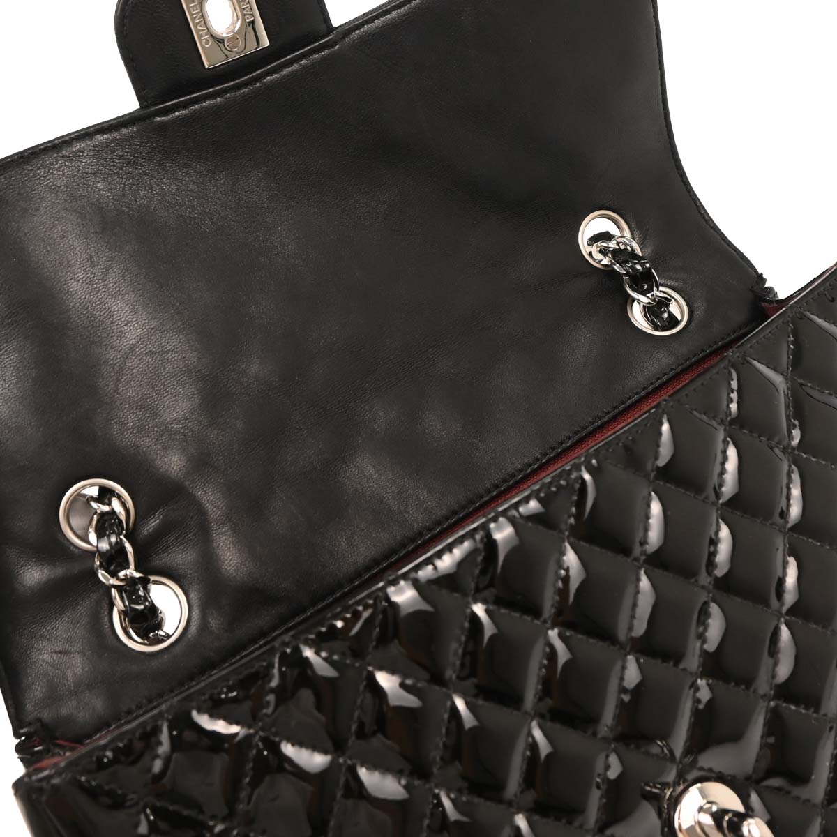 Chanel 2006-2008 Black Patent Leather Secret Label Single Flap Shoulder Bag