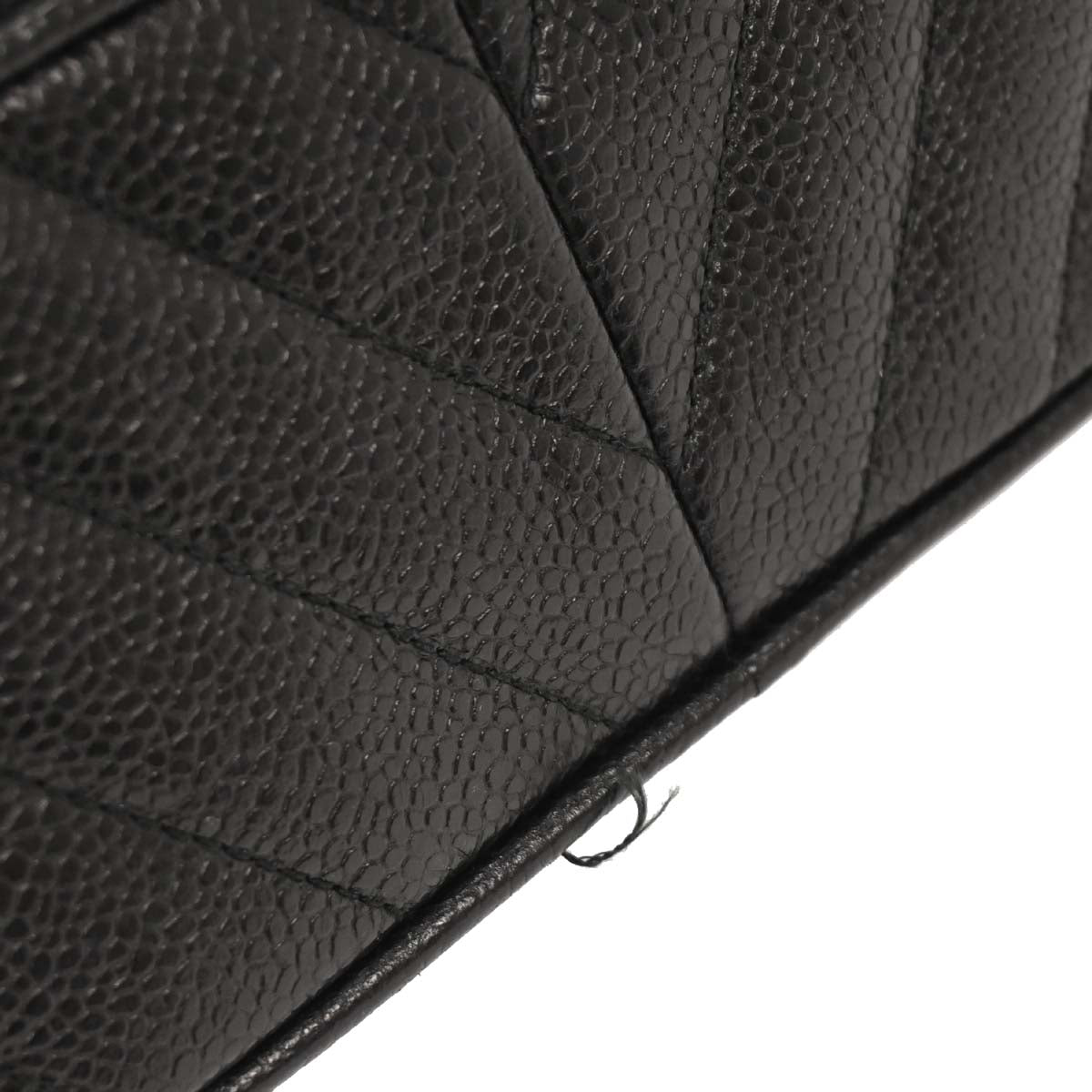 Chanel 1991-1994 Black Caviar Bias Stitch Camera Bag Mini