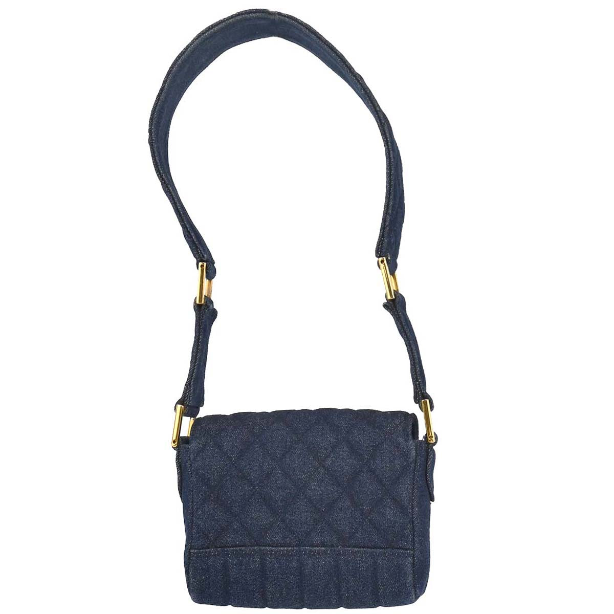 Chanel 1989-1991 Blue Denim Straight Flap Shoulder Bag