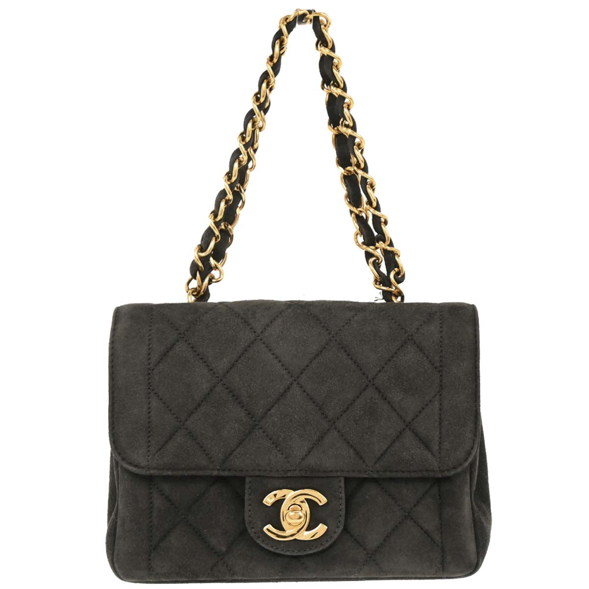 Chanel 1994-1996 Gray Suede Chain Handbag