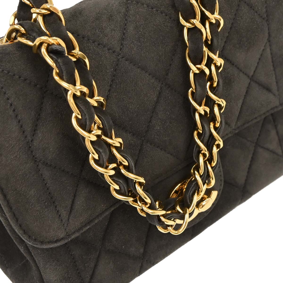 Chanel 1994-1996 Gray Suede Chain Handbag