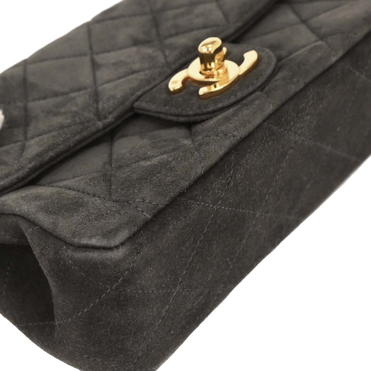 Chanel 1994-1996 Gray Suede Chain Handbag