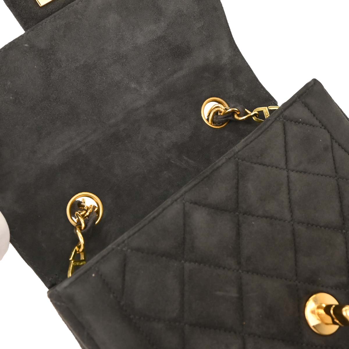 Chanel 1994-1996 Gray Suede Chain Handbag
