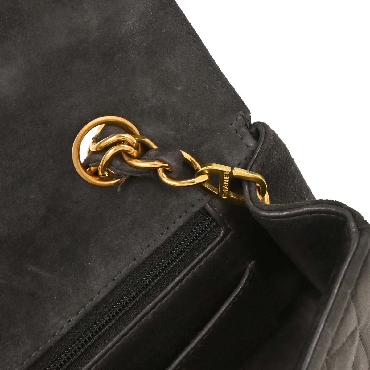 Chanel 1994-1996 Gray Suede Chain Handbag