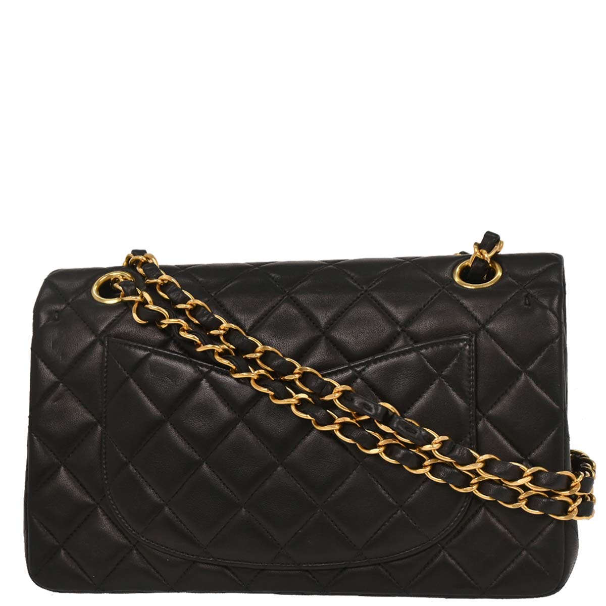Chanel 1996-1997 Black Lambskin Small Classic Double Flap Shoulder Bag