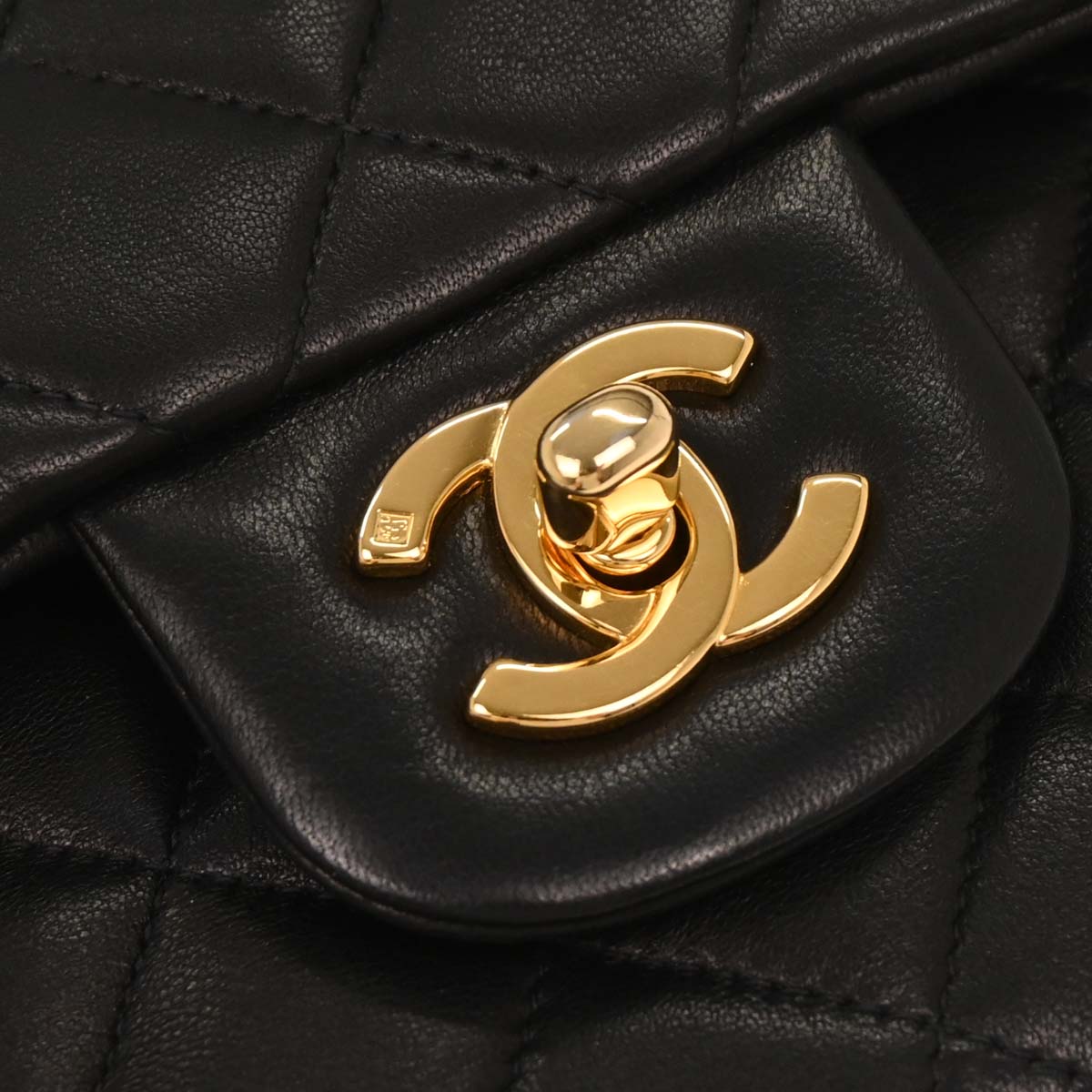 Chanel 1996-1997 Black Lambskin Small Classic Double Flap Shoulder Bag