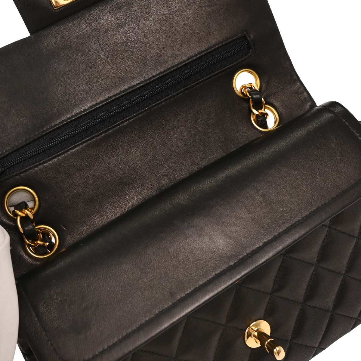 Chanel 1996-1997 Black Lambskin Small Classic Double Flap Shoulder Bag