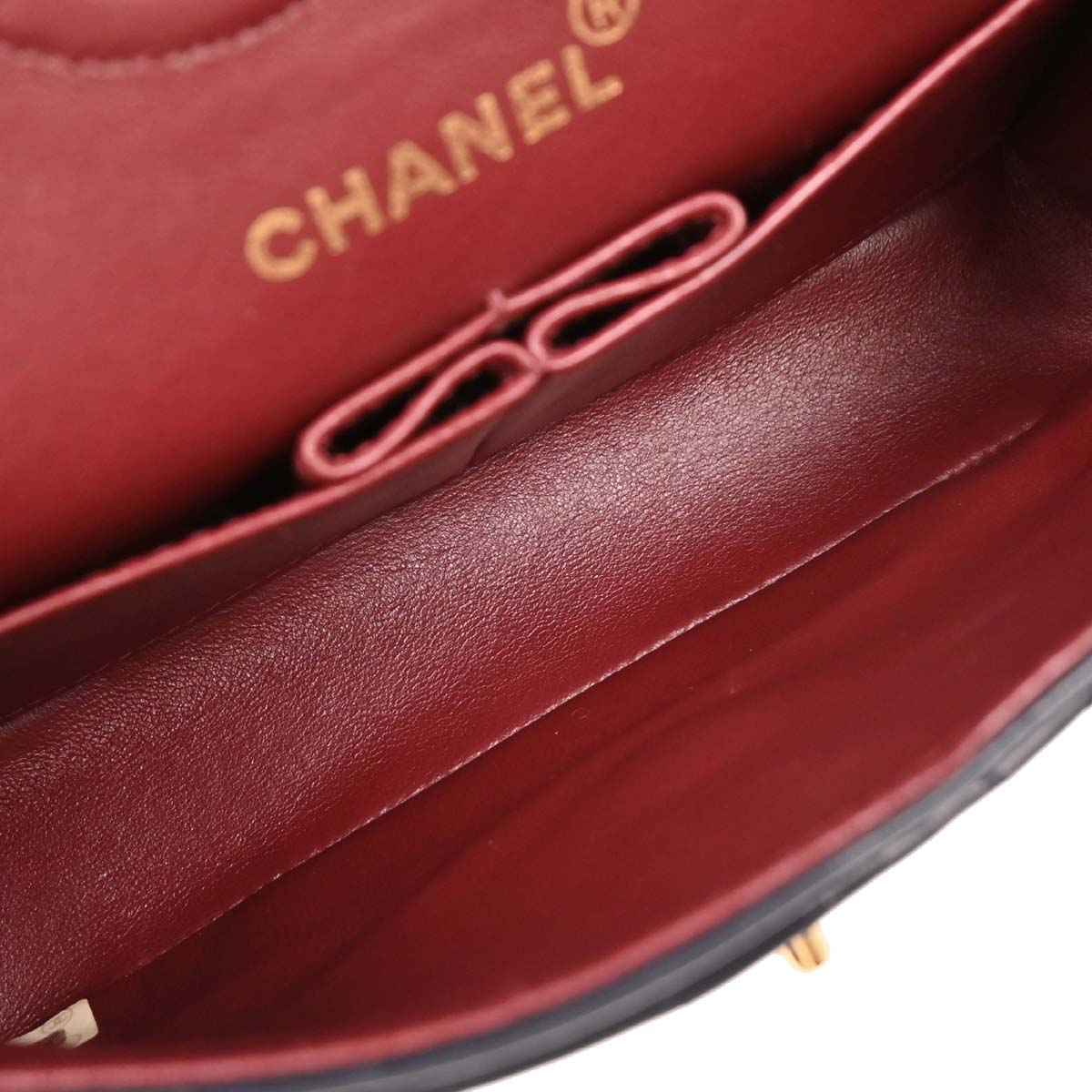 Chanel 1989-1991 Navy Lambskin Small Classic Double Flap Shoulder Bag