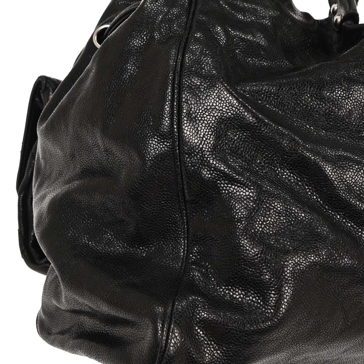 Chanel 2008-2009 Black Caviar Mademoiselle Lock Tote Handbag