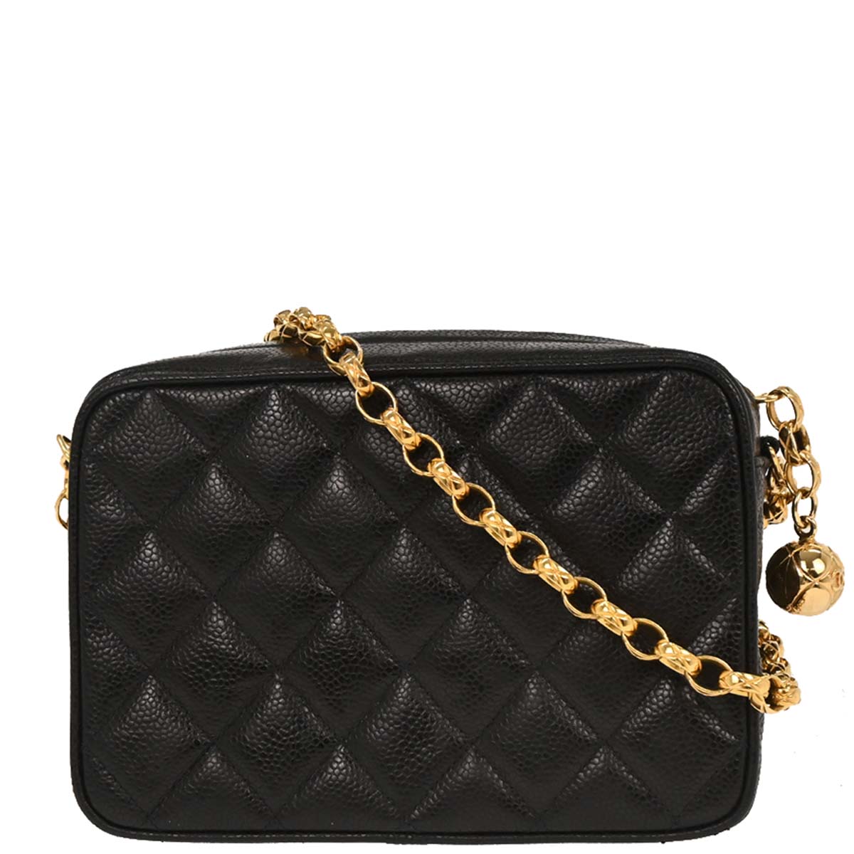 Chanel 1991-1994 Black Caviar Camera Bag Mini