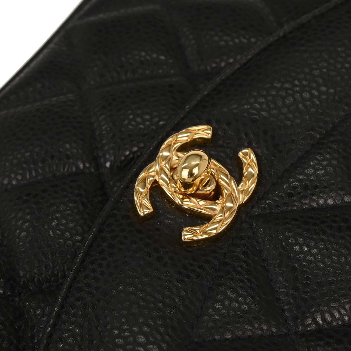 Chanel 1991-1994 Black Caviar Camera Bag Mini