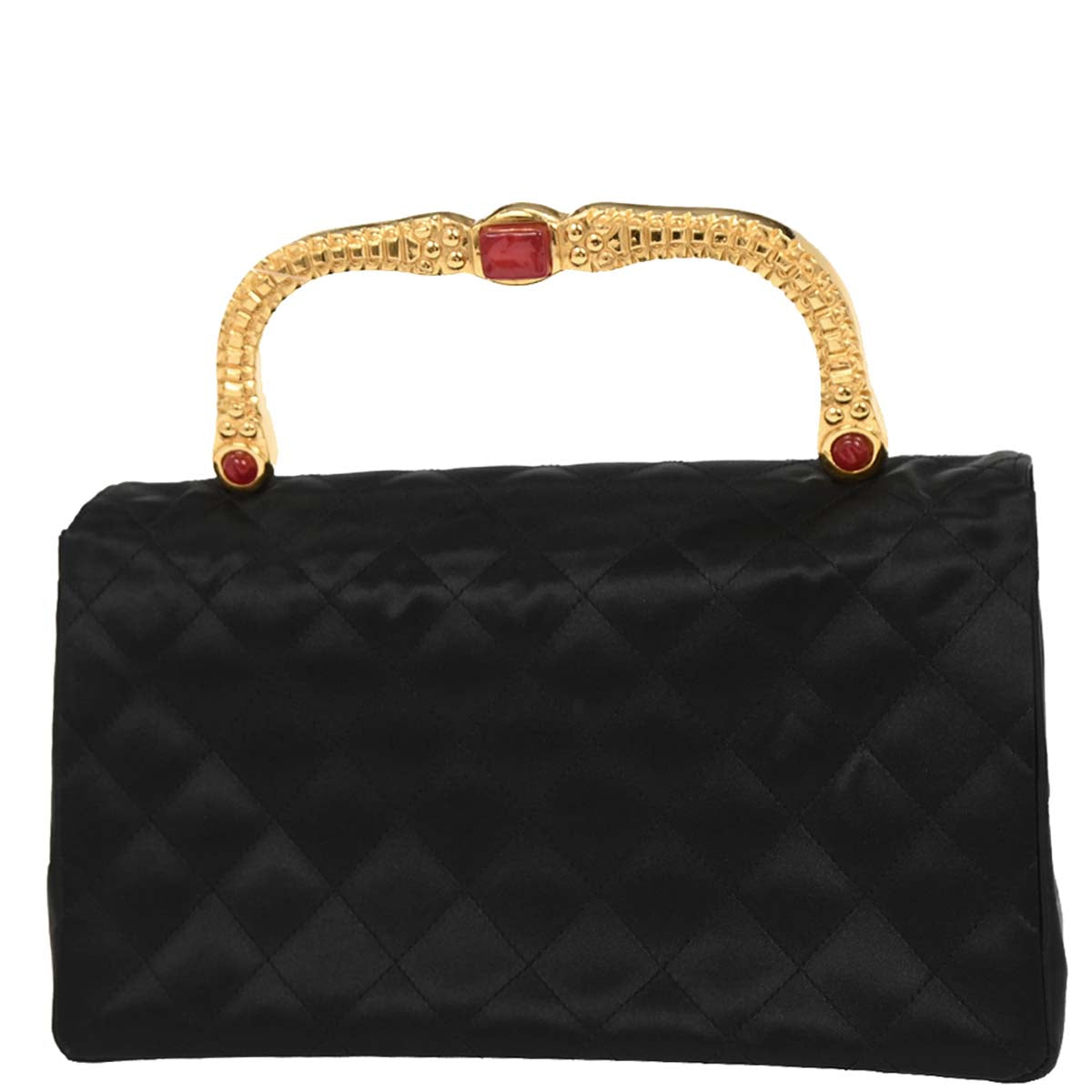 Chanel 1991-1994 Black Satin Handbag