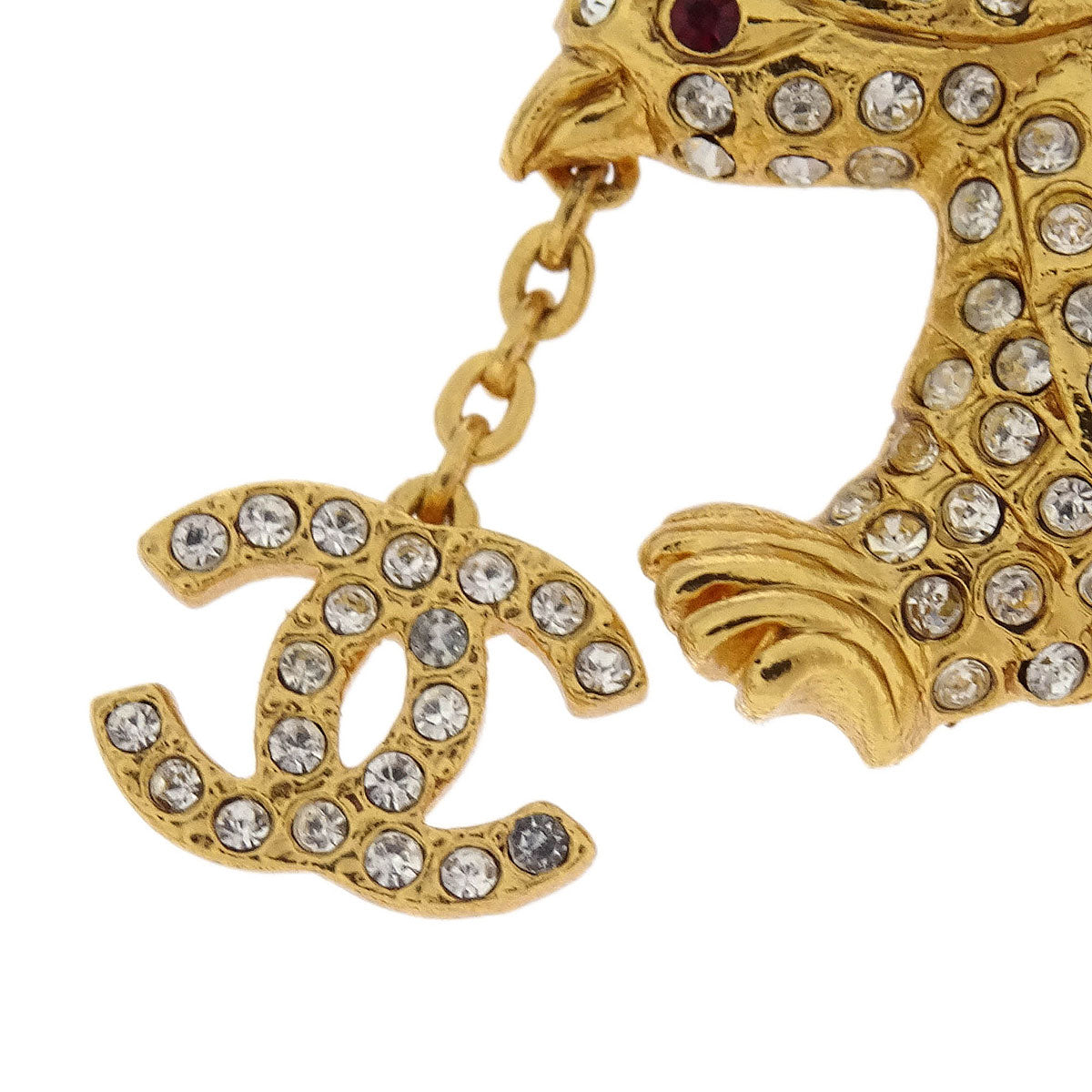 Chanel Eagle Brooch Pin Gold Rhinestone 01P