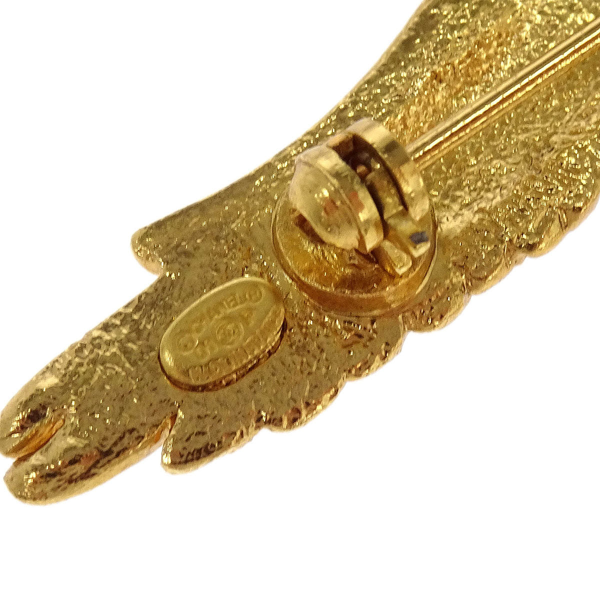 Chanel Eagle Brooch Pin Gold Rhinestone 01P
