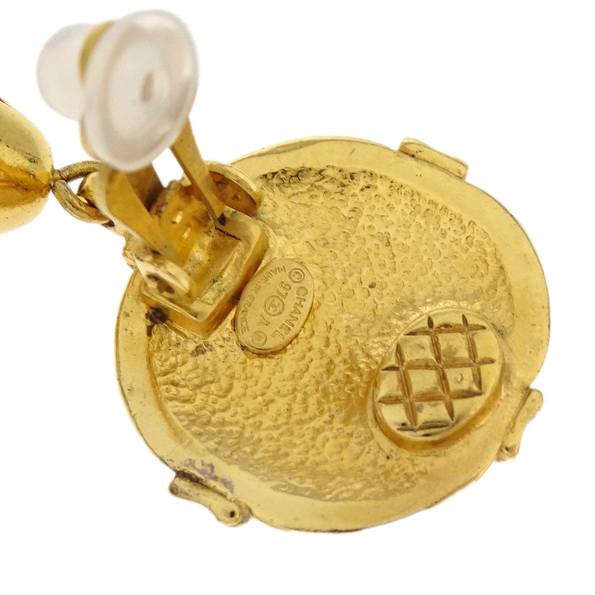 Chanel Dangle Earrings Clip-On Gold 97A