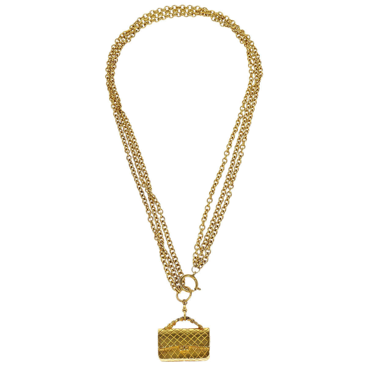 Chanel Gold Handbag Chain Pendant Necklace