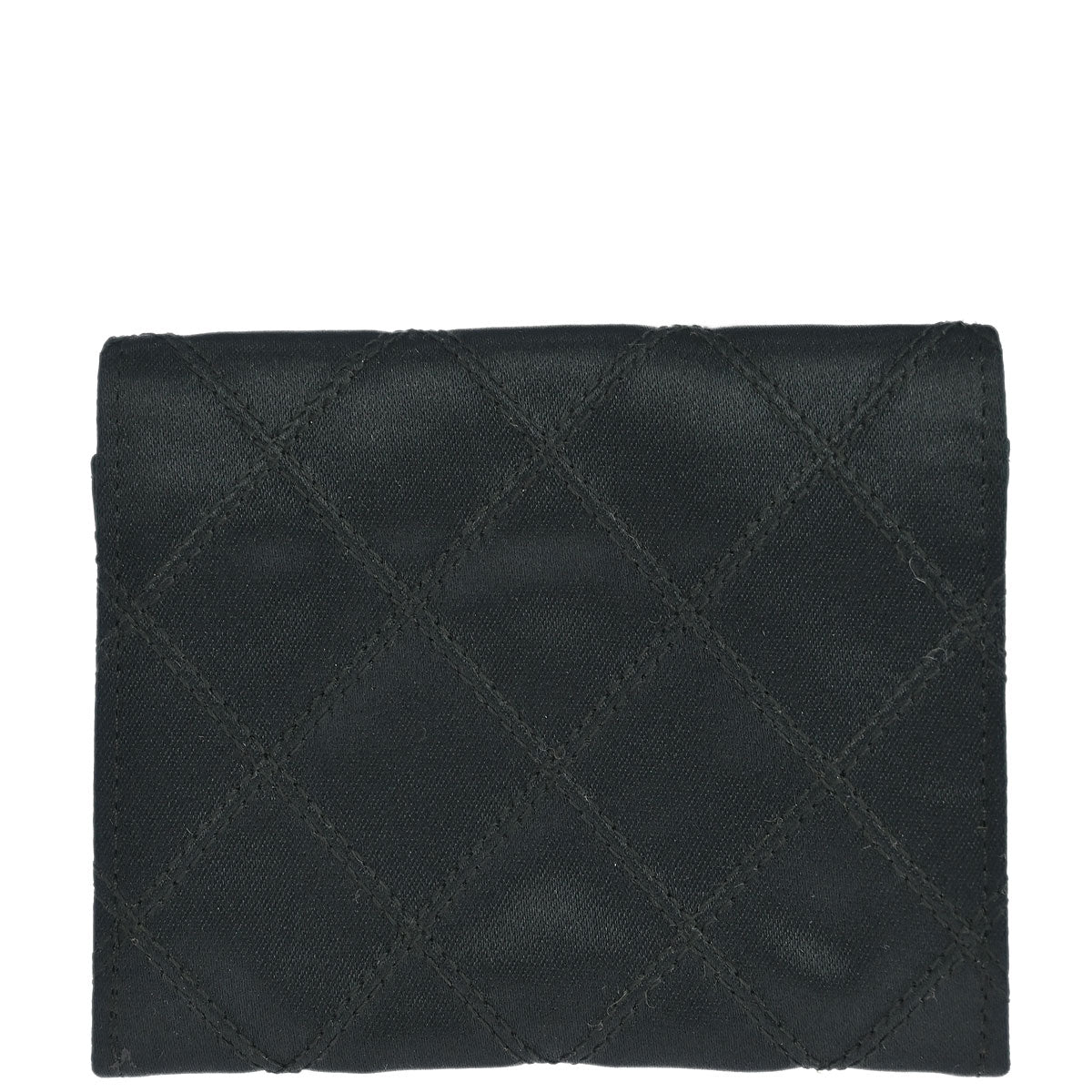 Chanel 1986-1988 Black Satin Bicolore Coin Purse Wallet