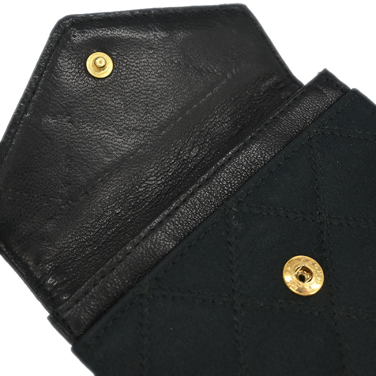 Chanel 1986-1988 Black Satin Bicolore Coin Purse Wallet