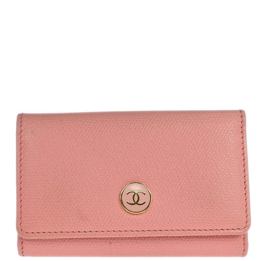 Chanel 2003-2004 Pink Calfskin Key Case Small Good