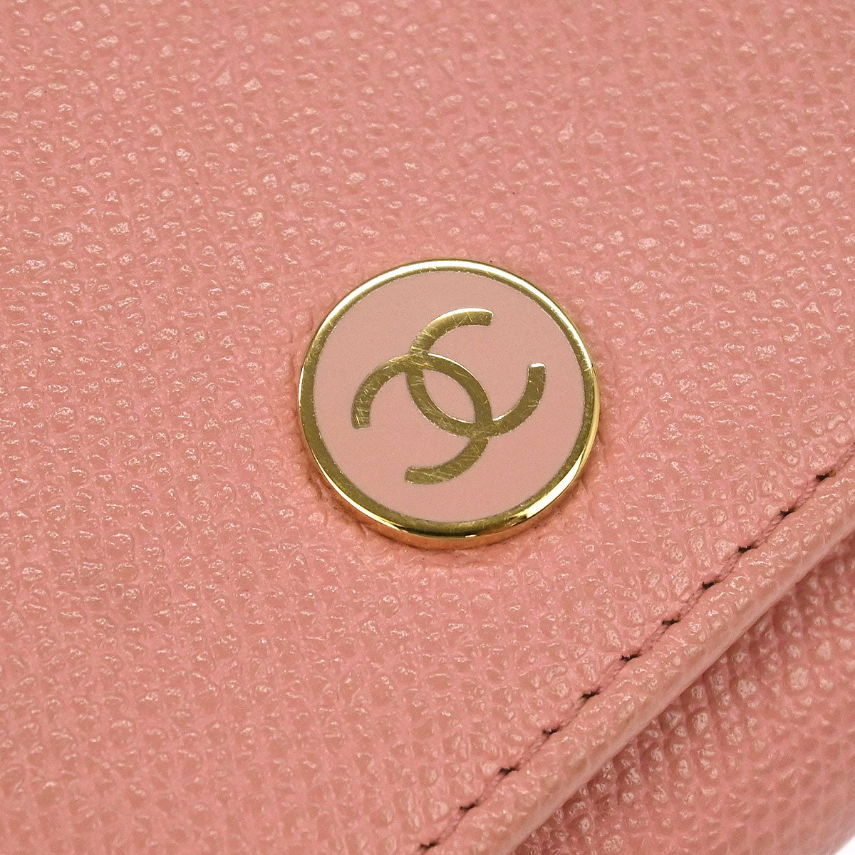 Chanel 2003-2004 Pink Calfskin Key Case Small Good