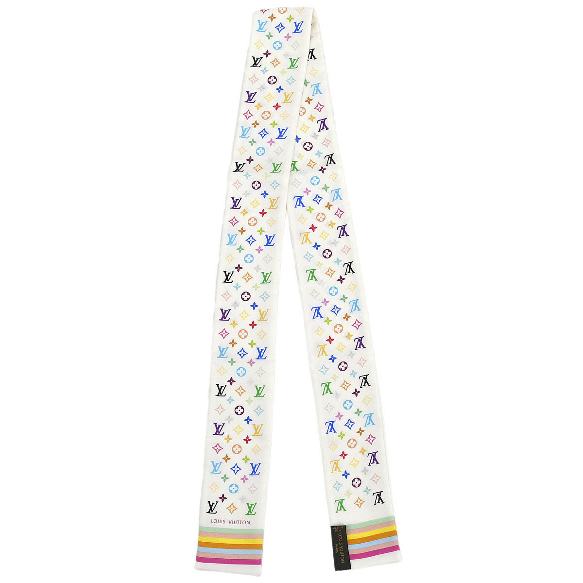 Louis Vuitton White Multicolor Bandeau Scarf M71991 Small Good
