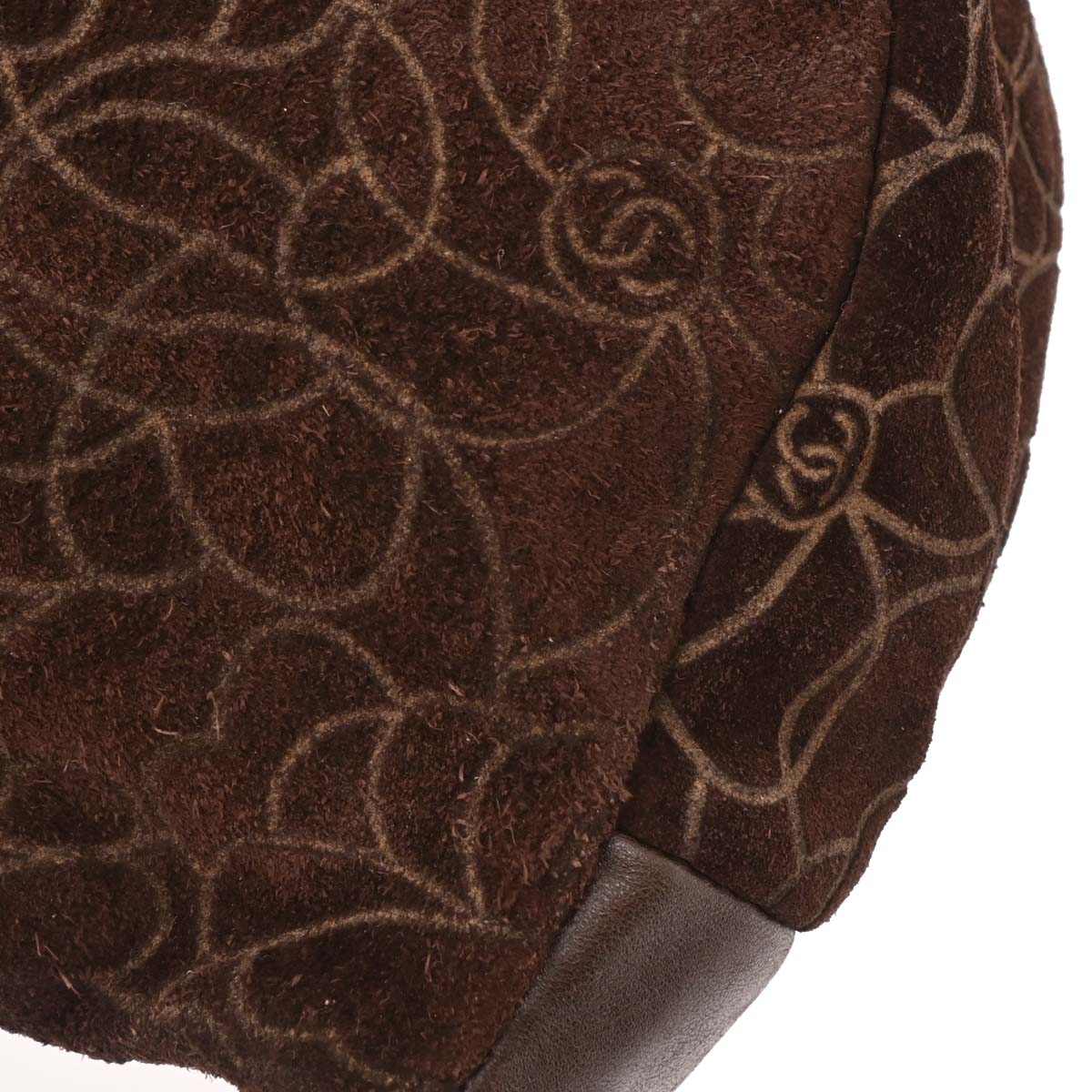 Chanel Brown Suede Camellia Shoulder Bag