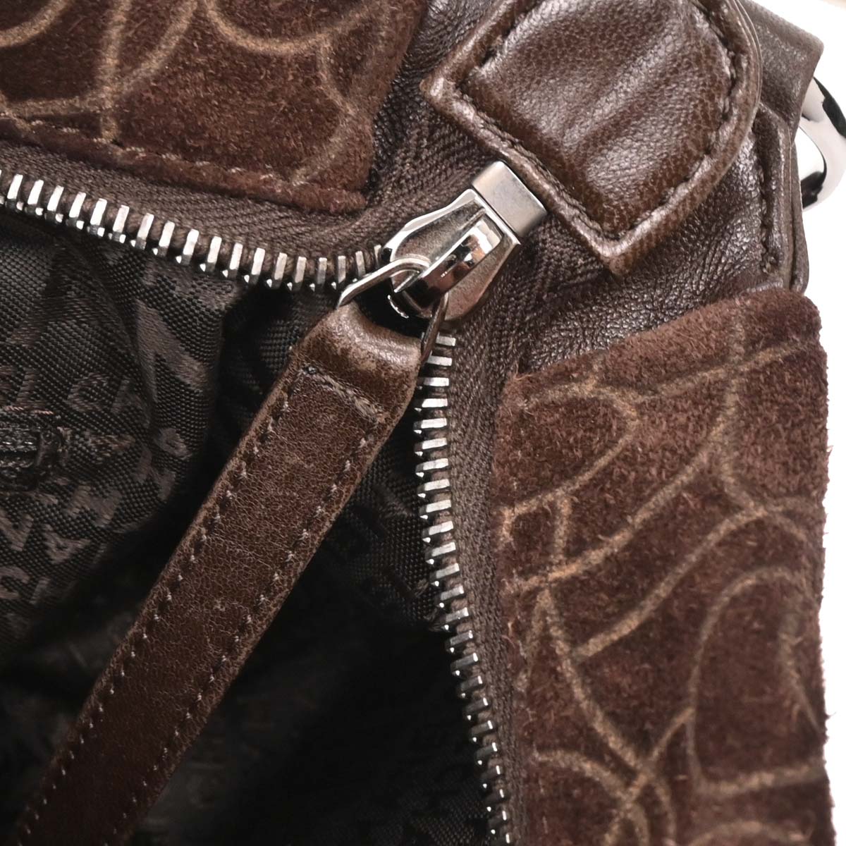 Chanel Brown Suede Camellia Shoulder Bag