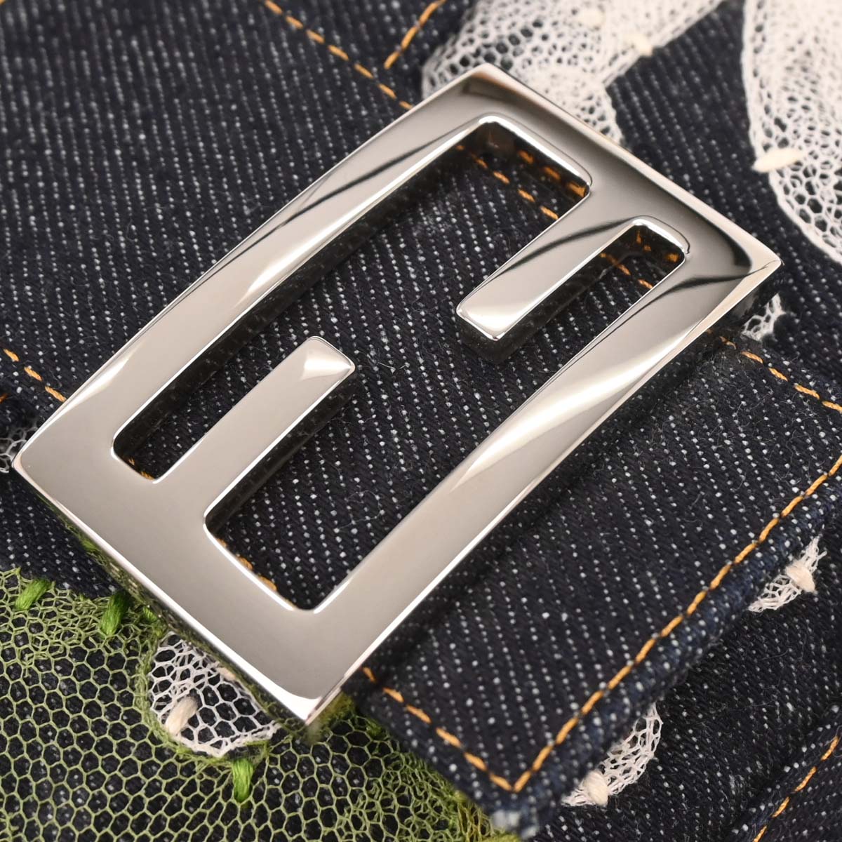Fendi Navy Denim Baguette Handbag