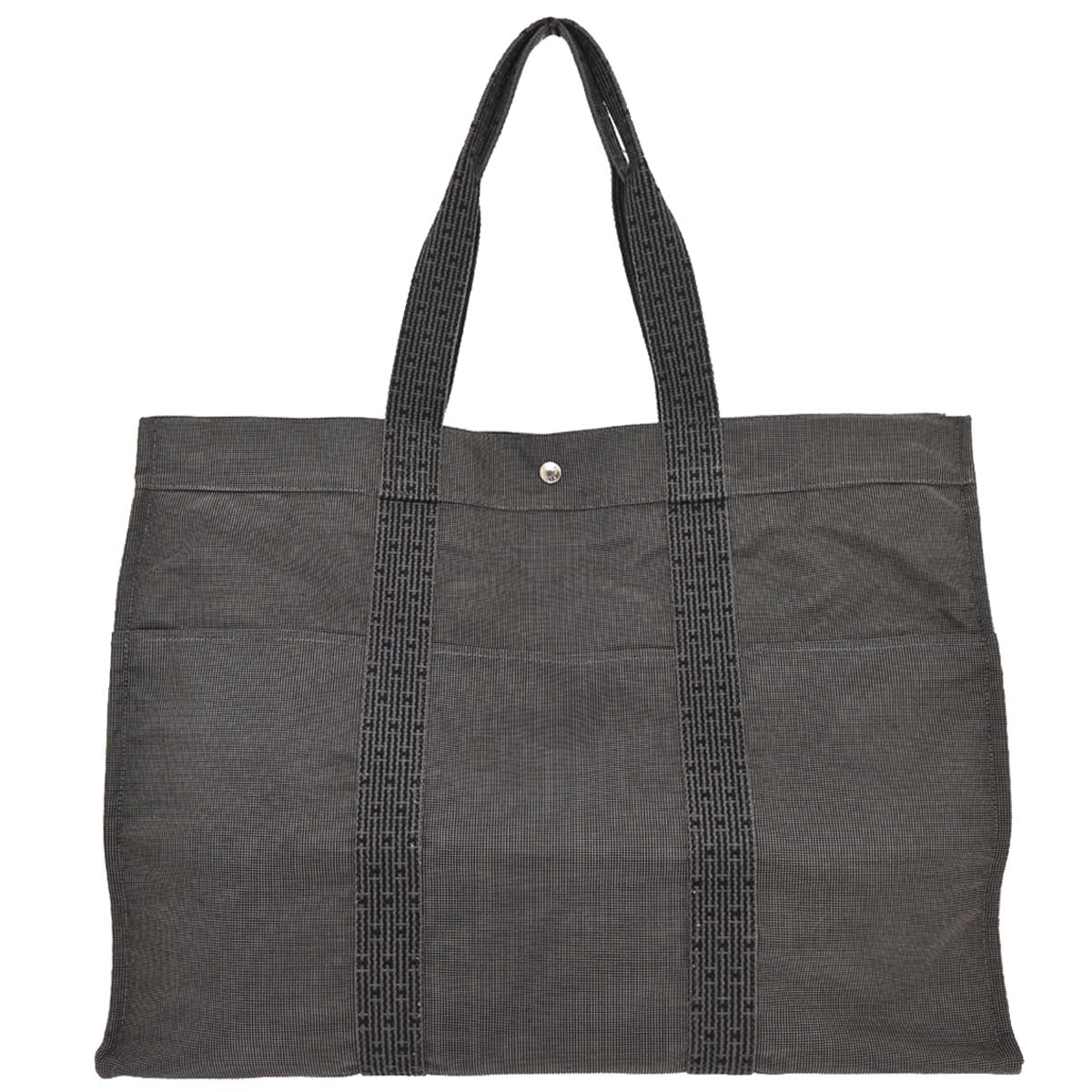 Hermes Gray Canvas Herline Tote TGM Handbag
