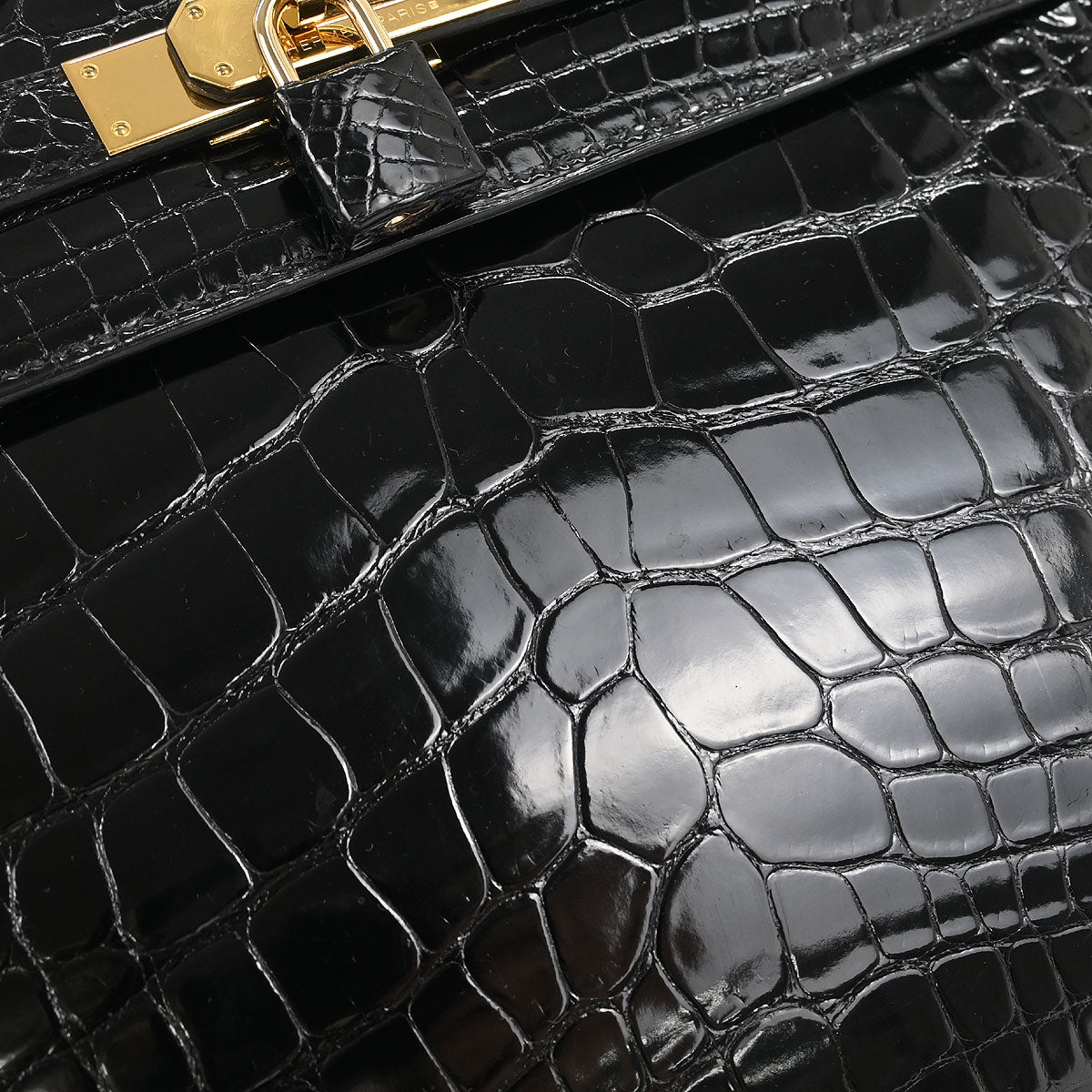 Hermes * Black Alligator Kelly 32 Sellier Handbag