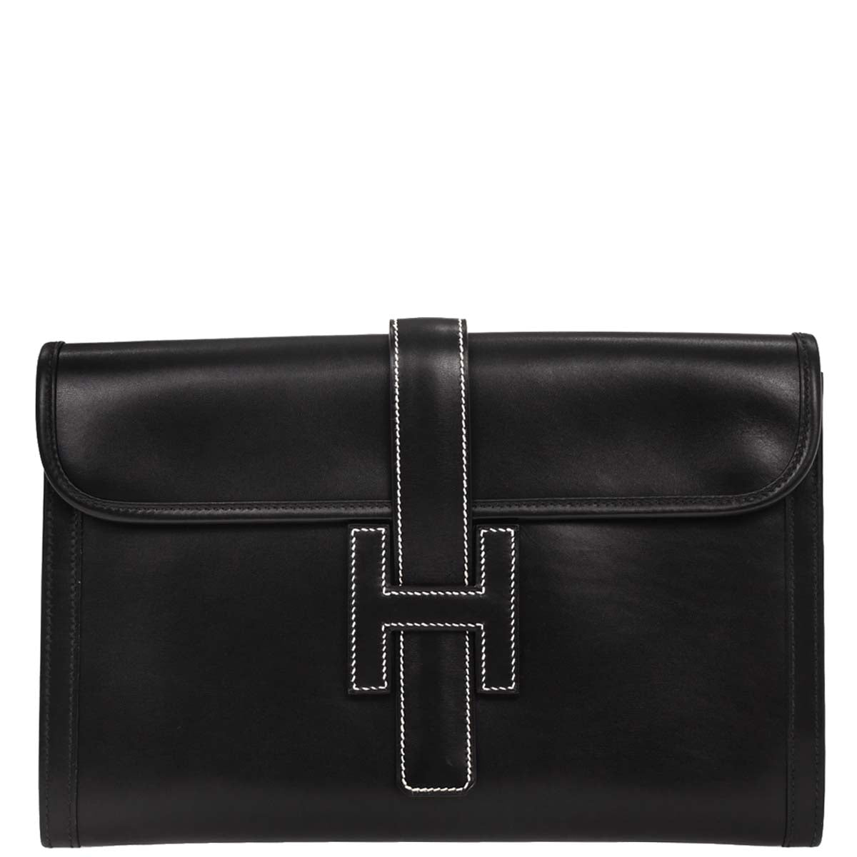 Hermes Black Box Calf Jige PM Clutch Bag