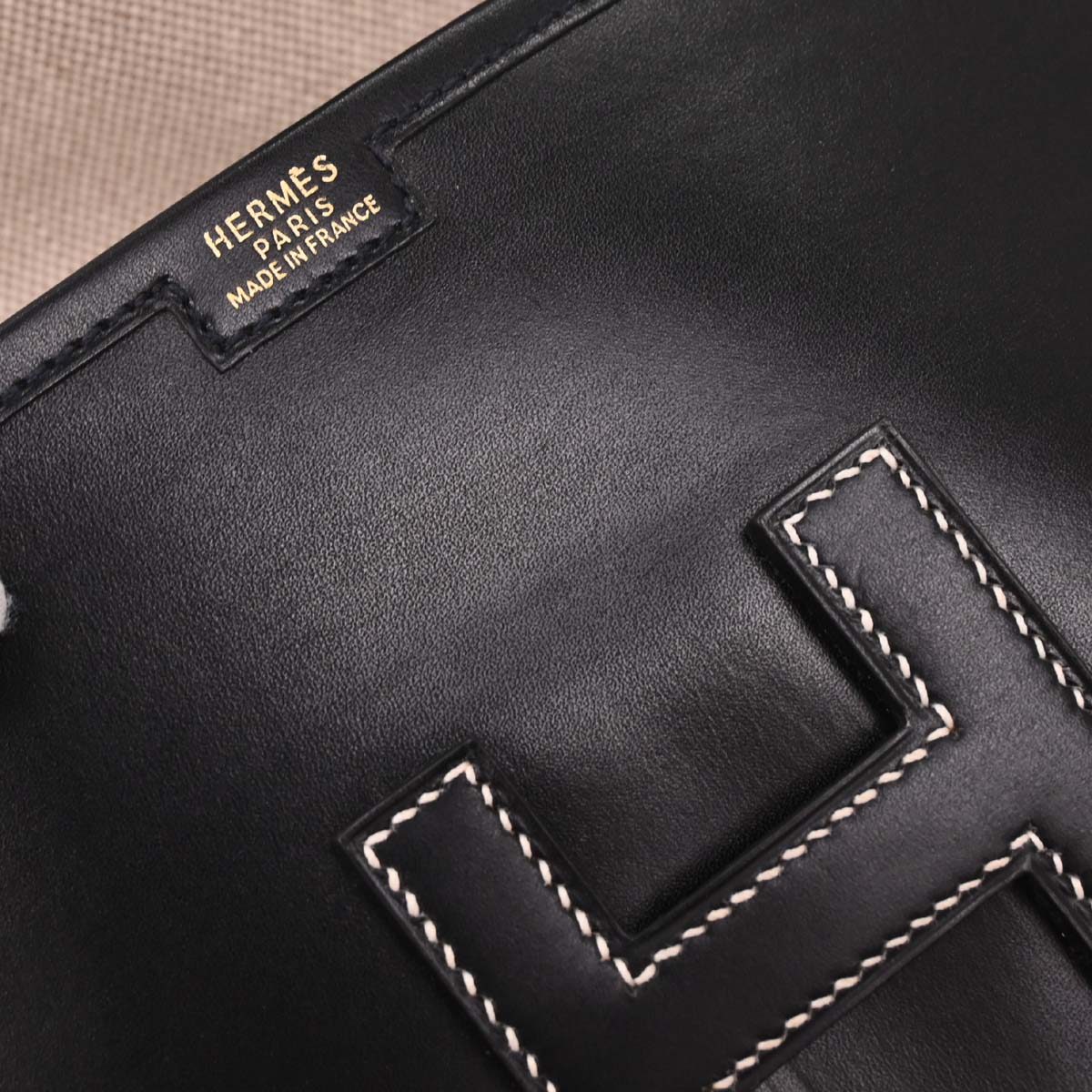 Hermes Black Box Calf Jige PM Clutch Bag