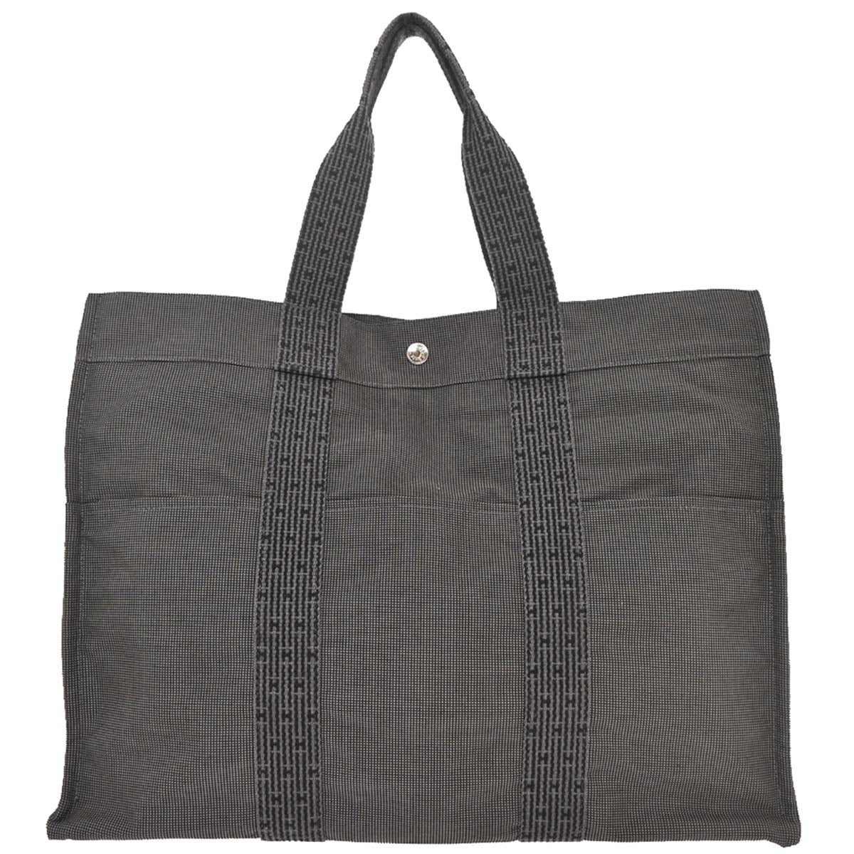 Hermes Gray Canvas Herline Tote GM Handbag