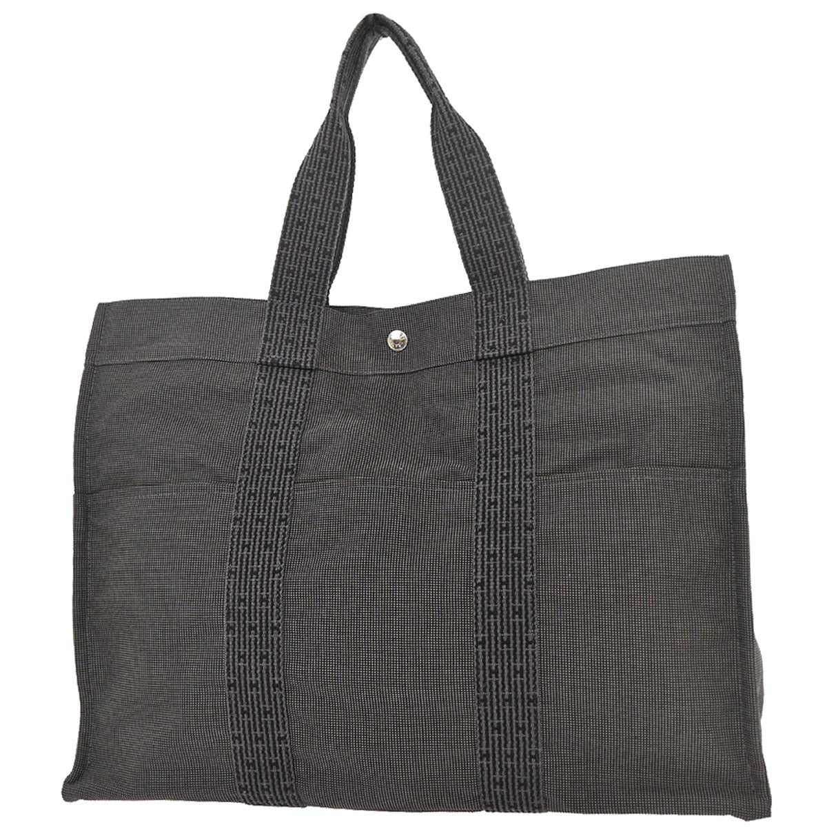Hermes Gray Canvas Herline Tote GM Handbag