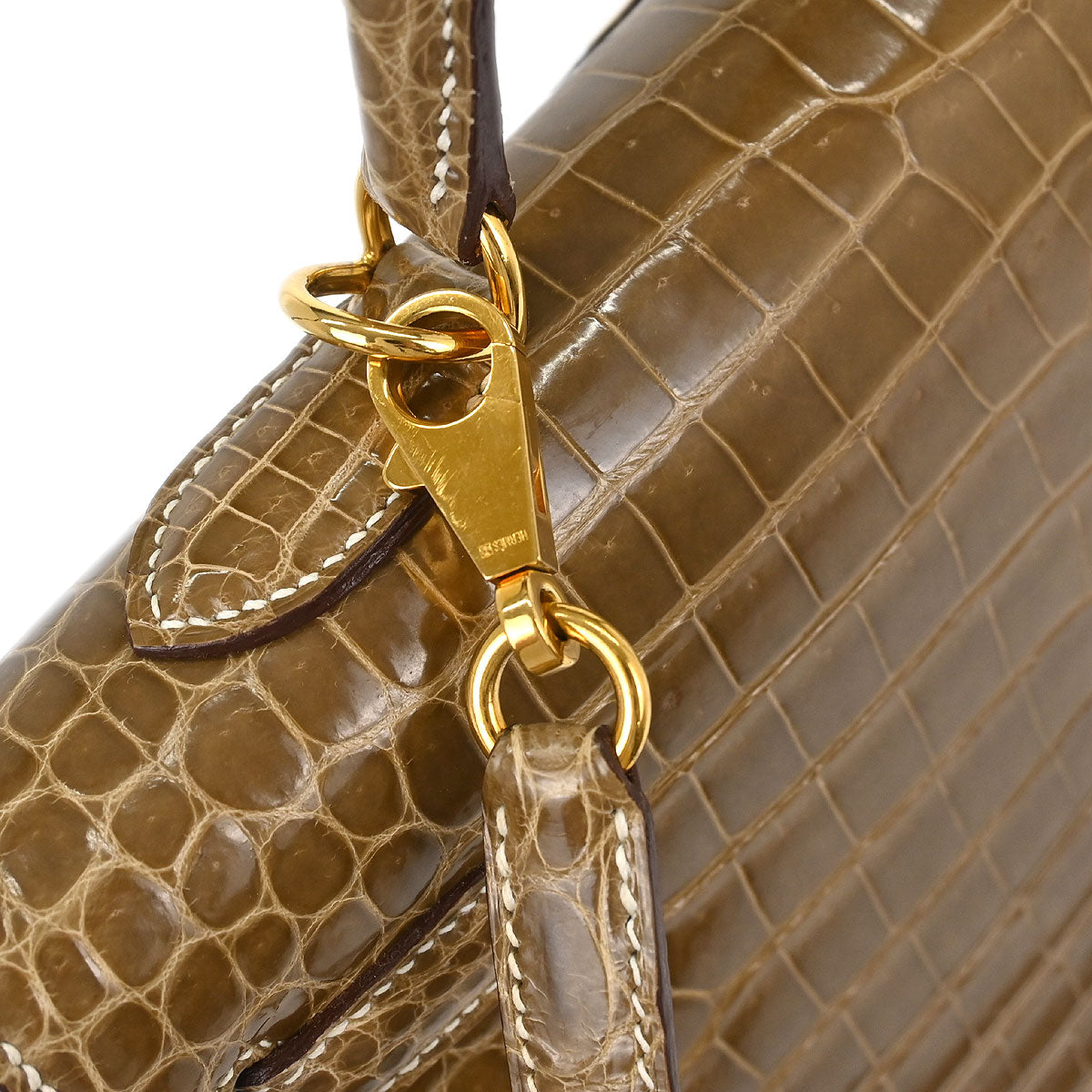 Hermes * Etoupe Porosus Kelly 35 Sellier 2way Shoulder Handbag
