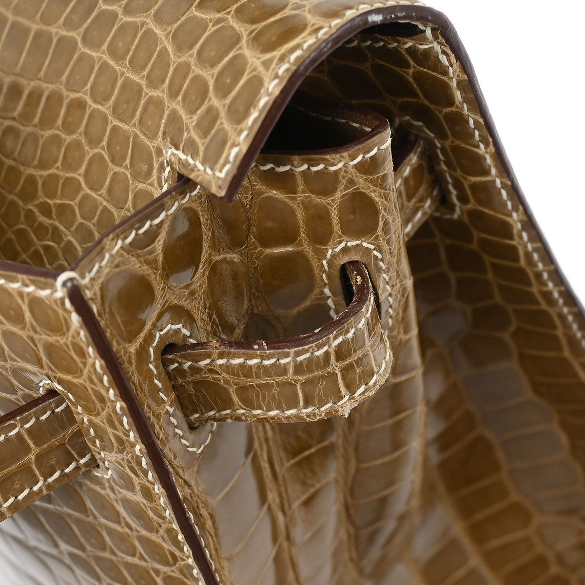 Hermes * Etoupe Porosus Kelly 35 Sellier 2way Shoulder Handbag