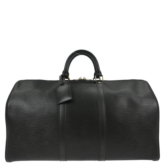 Louis Vuitton Black Epi Keepall 50 Travel Handbag M42962
