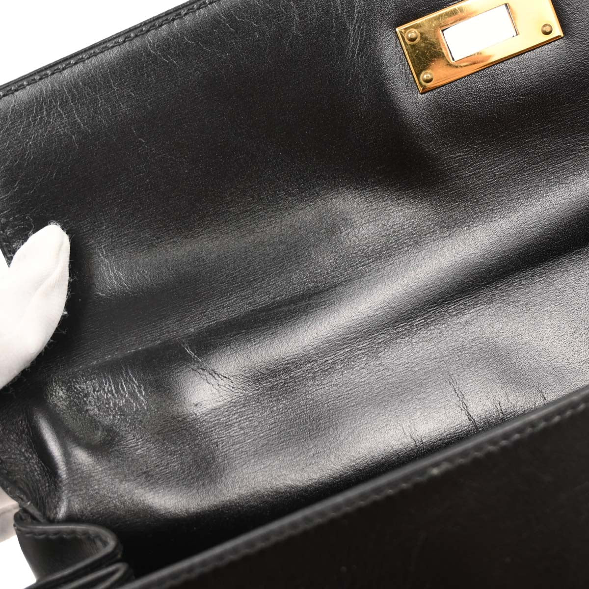 Hermes Black Box Calf Kelly 32 Retourne Handbag