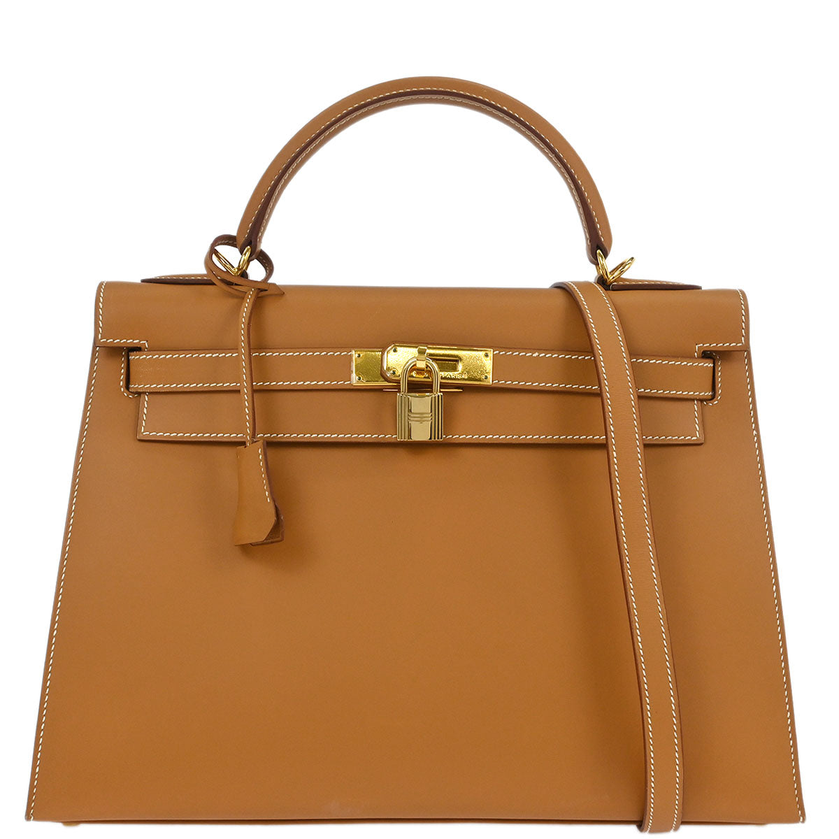 Hermes Natural Vache Kelly 32 Sellier Handbag