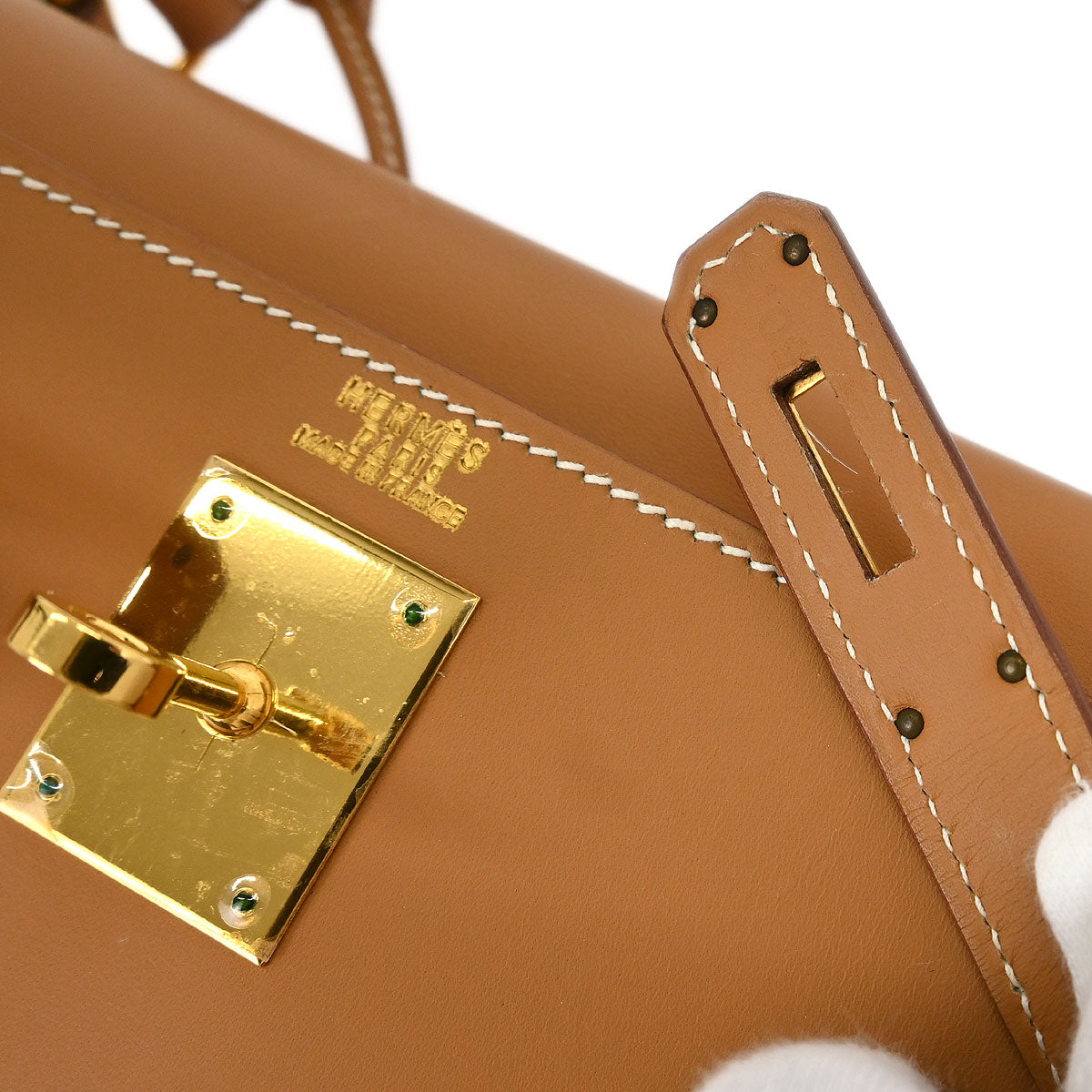 Hermes Natural Vache Kelly 32 Sellier Handbag