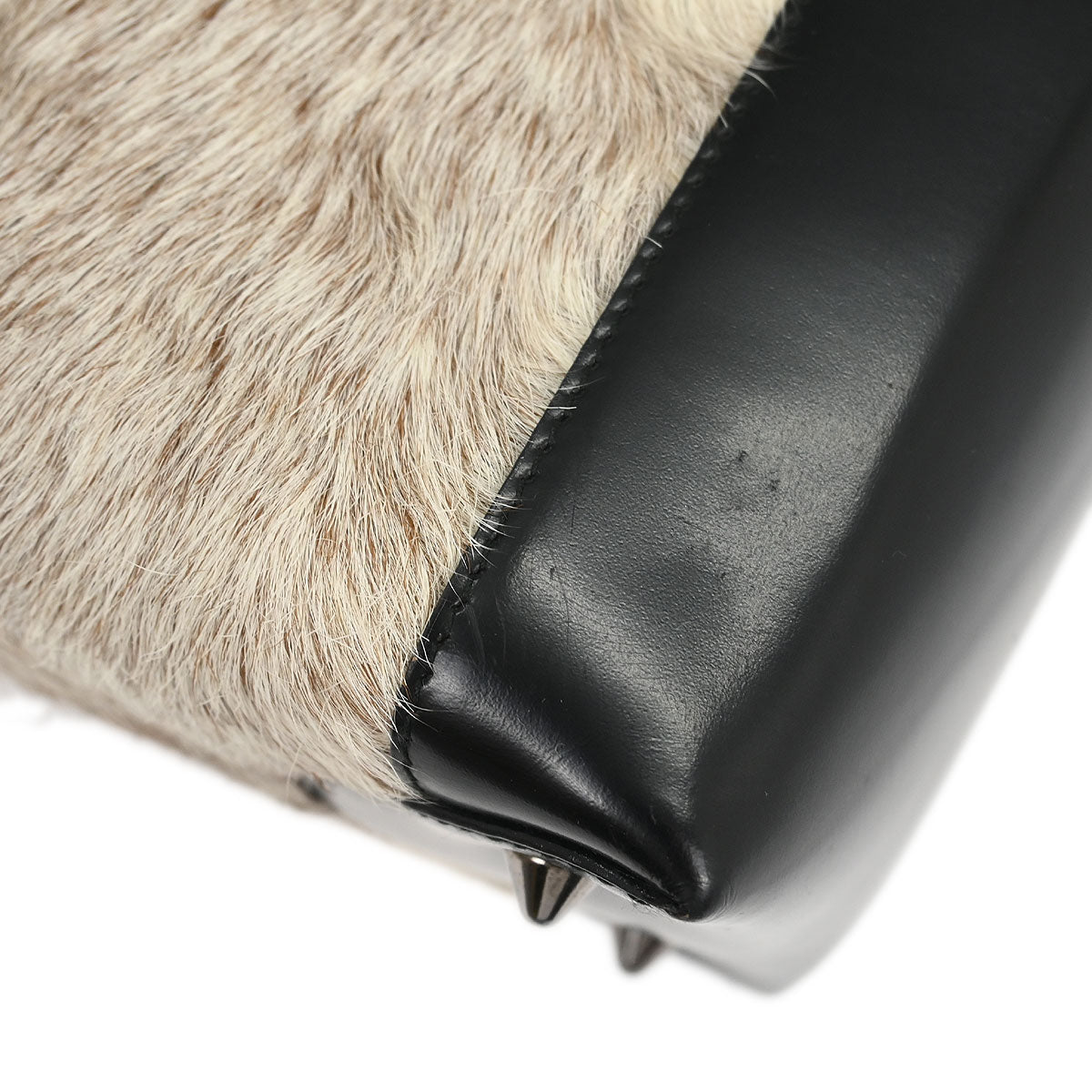 Christian Dior * Black Fur Medium Lady Dior 2way Shoulder Handbag