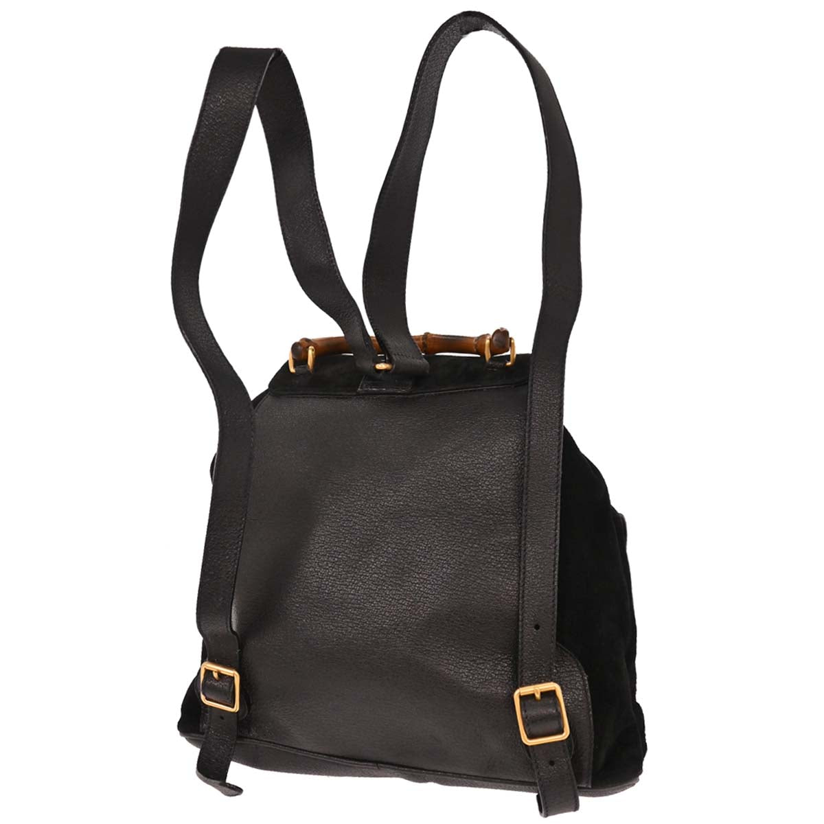 Gucci Black Suede Bamboo Backpack