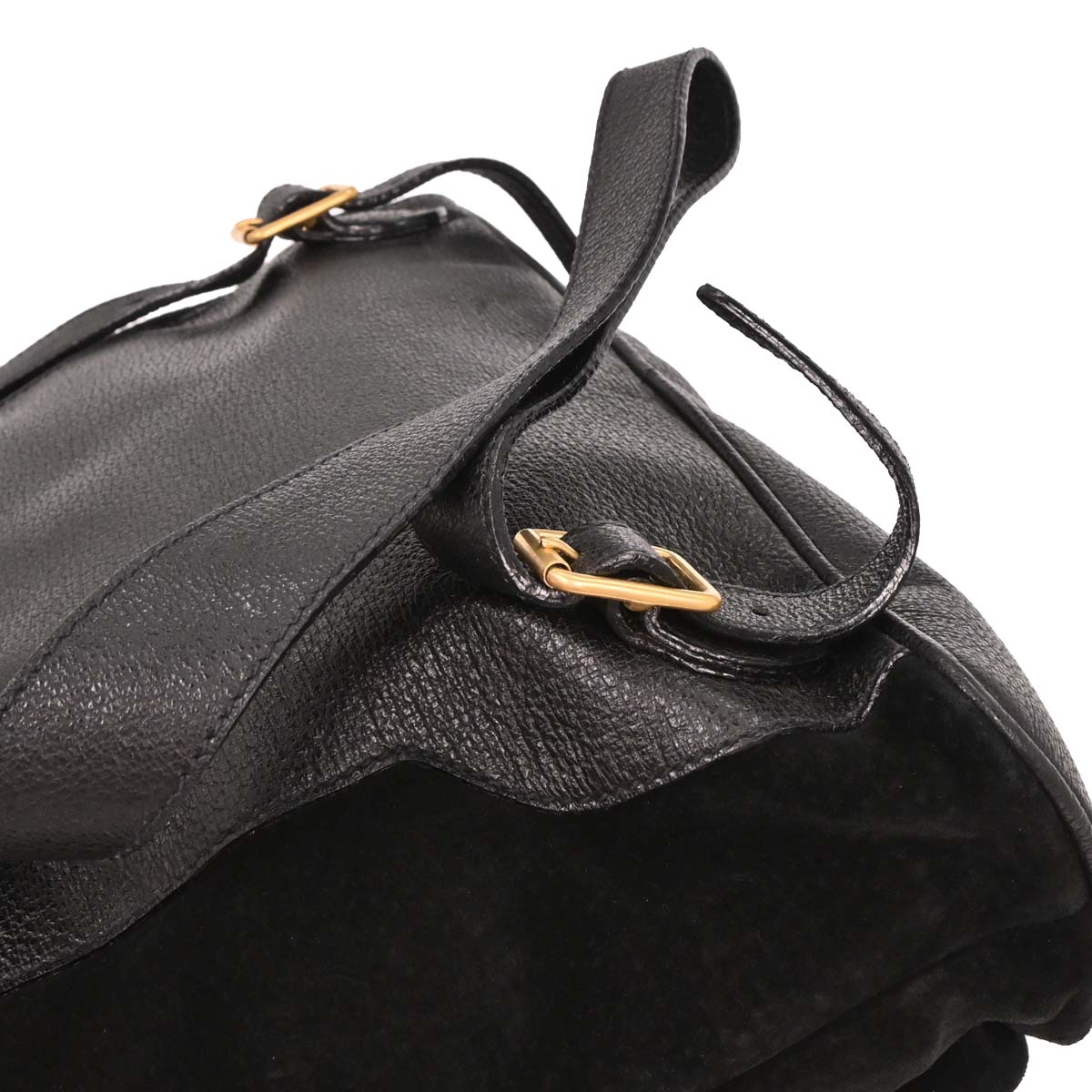 Gucci Black Suede Bamboo Backpack