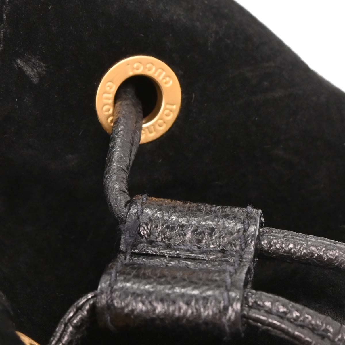 Gucci Black Suede Bamboo Backpack