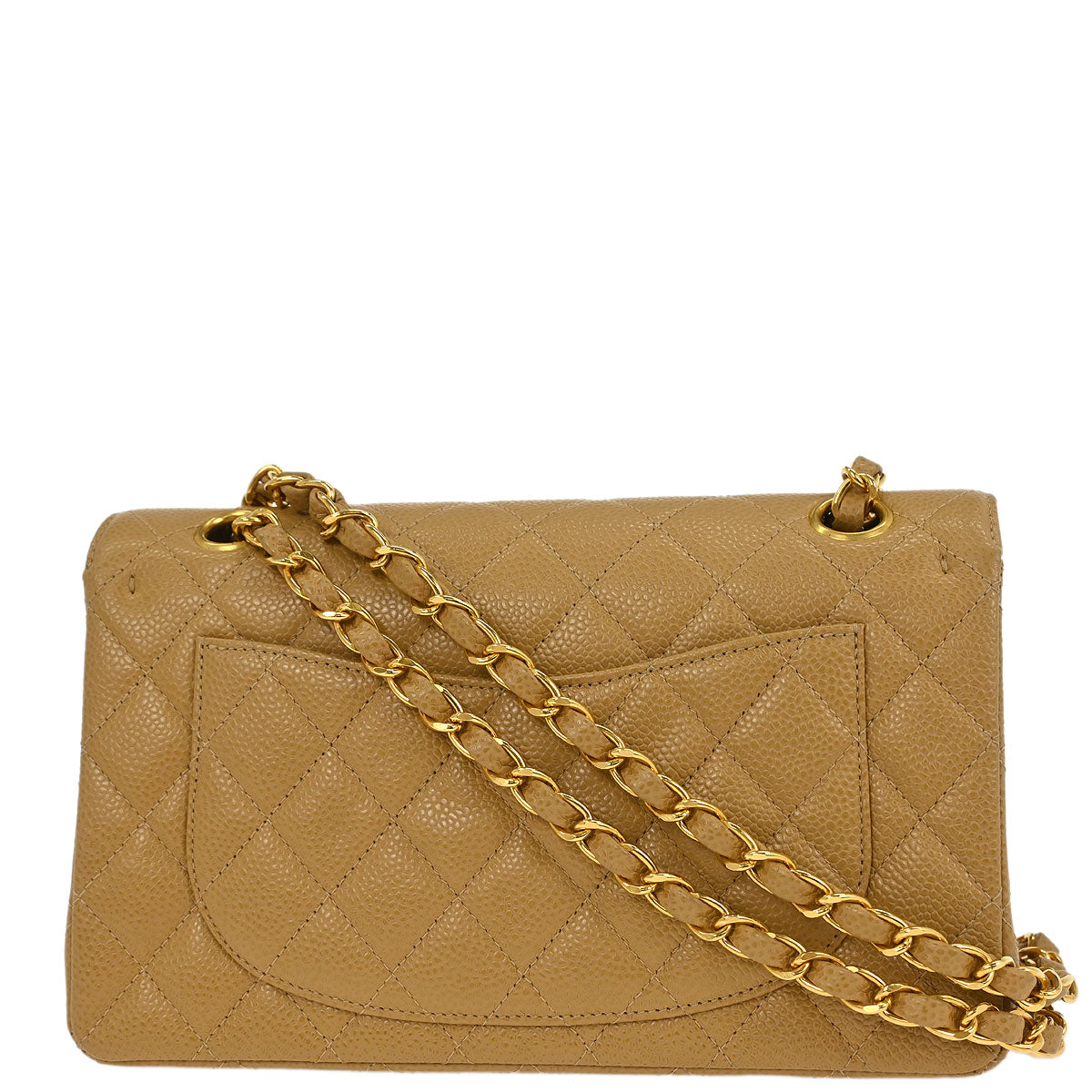 Chanel Beige Caviar Small Classic Double Flap Shoulder Bag
