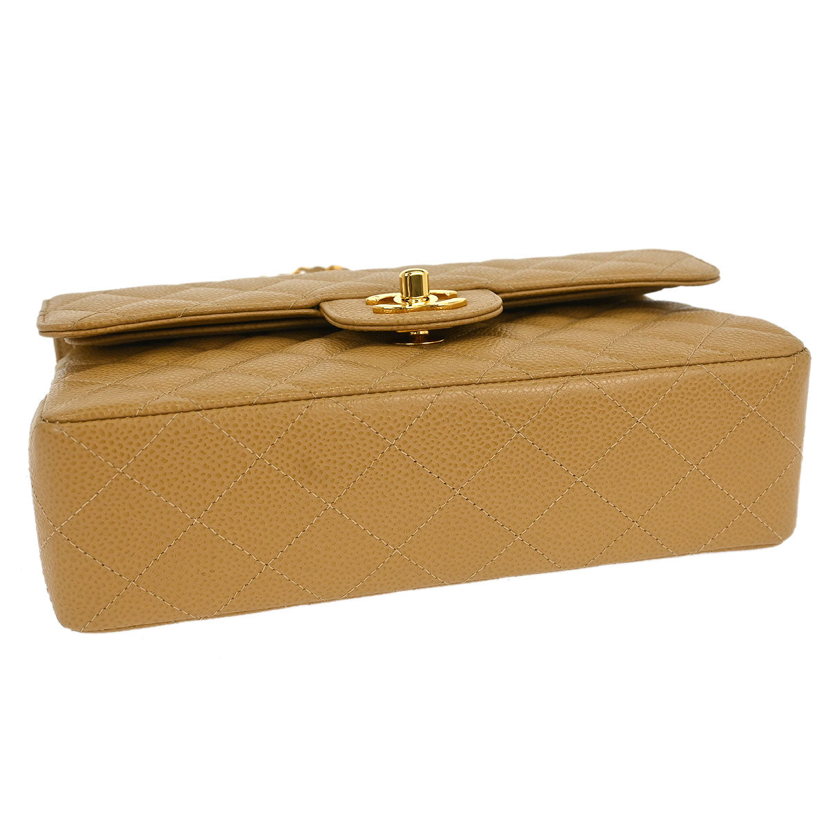Chanel Beige Caviar Small Classic Double Flap Shoulder Bag