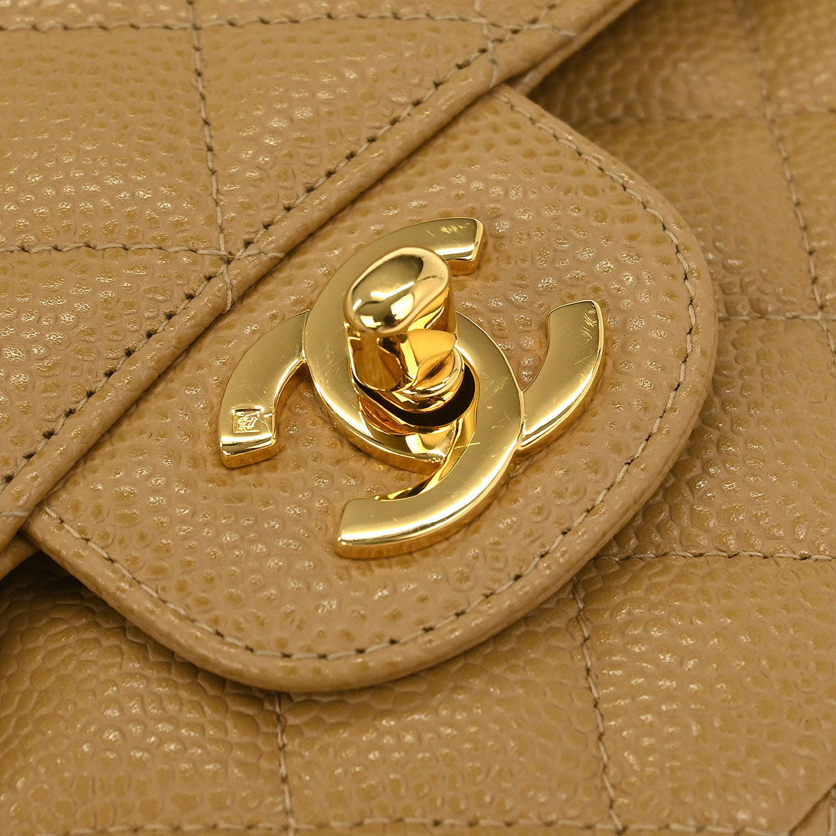 Chanel Beige Caviar Small Classic Double Flap Shoulder Bag